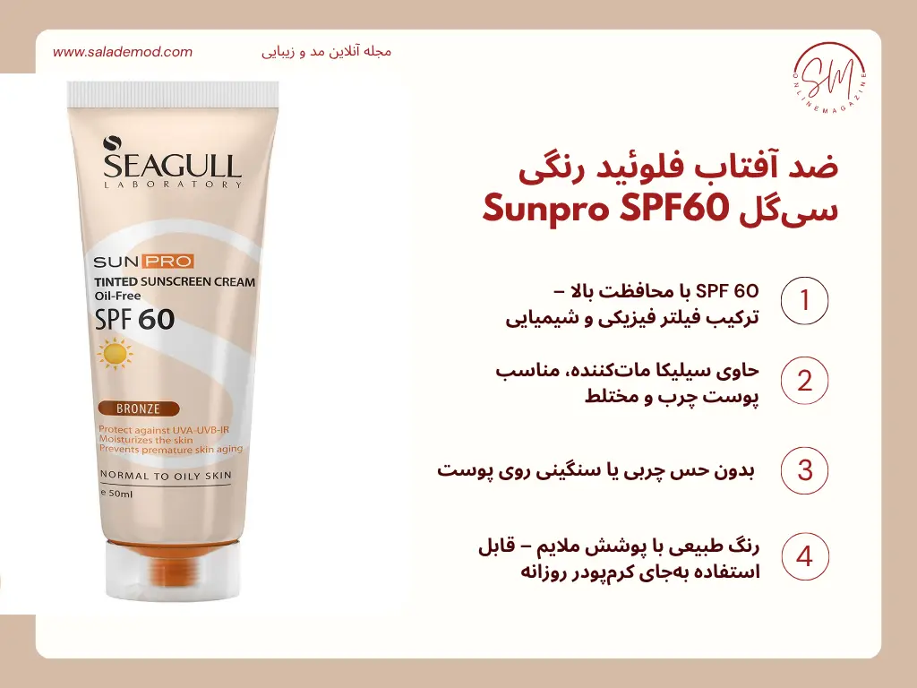 کرم ضدآفتاب بیرنگ سی گل SPF60 مدل SUNPRO